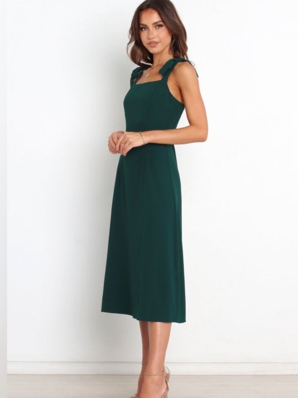 Petal & Pup Laurel Emerald Square-Neck Midi Dress Sz. 6 - Picture 3 of 10